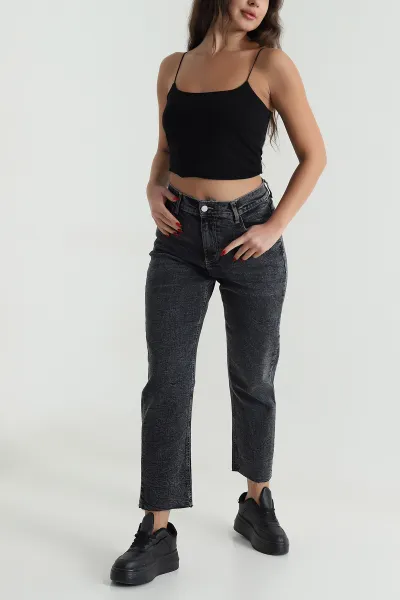 Füme Likralı Mom Kadın Kot Pantolon 494460