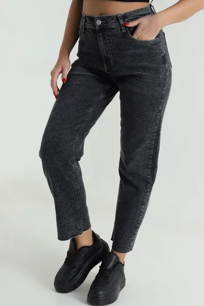 Füme Likralı Mom Kadın Kot Pantolon 494460