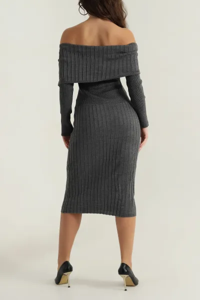Füme Madonna Yaka Triko Kadın Elbise 405606