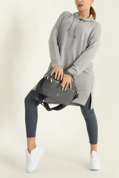 Füme Modal Kumaş Kapüşonlu Sweat Tunik -T 315379