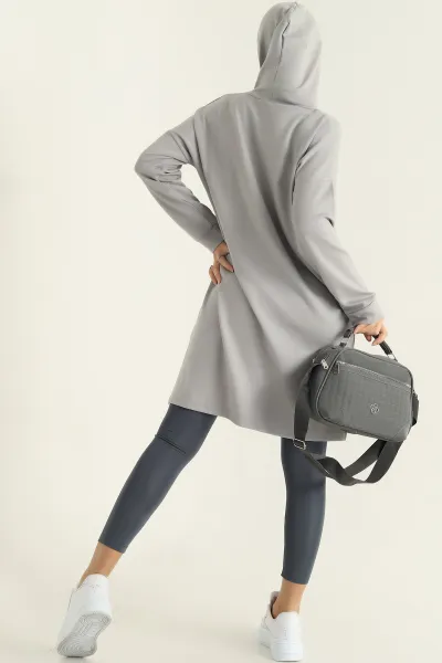Füme Modal Kumaş Kapüşonlu Sweat Tunik -T 315379