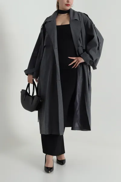 Füme Oversize Bezayağı Kadın Trenç 485954