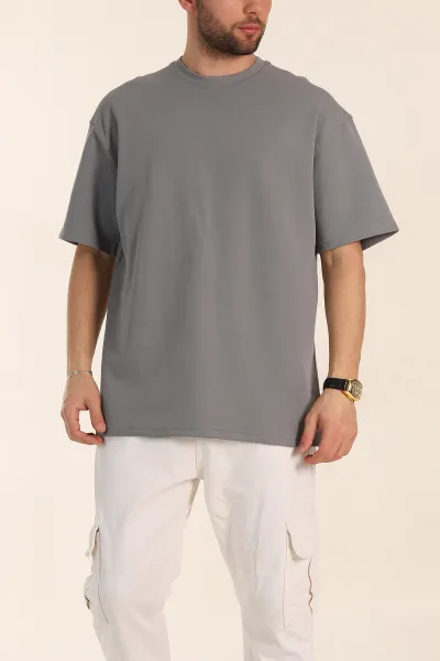 Füme Oversize Double Face Kumaş Basic Erkek Tişört 340530