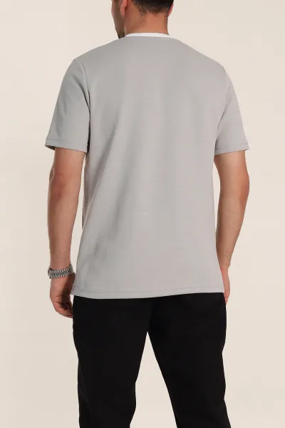 Füme Oversize İnterlok Kumaş Kabartma Yazı Detaylı Erkek Tişört 353351