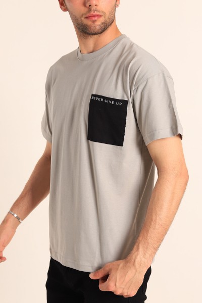 Füme Oversize Yazı Baskılı Cep Detay 186624