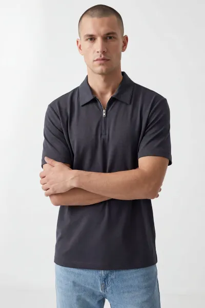 Füme Oysho Kumaş Polo Yaka Erkek Tişört 450521
