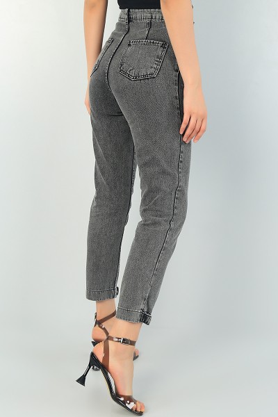 Füme Paça Çıtçıtlı Mom Bayan Kot Pantolon 66911