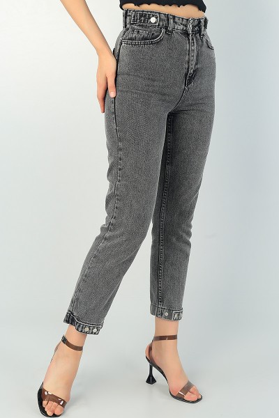 Füme Paça Çıtçıtlı Mom Bayan Kot Pantolon 66911