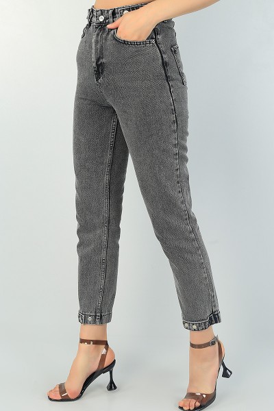 Füme Paça Çıtçıtlı Mom Bayan Kot Pantolon 66911