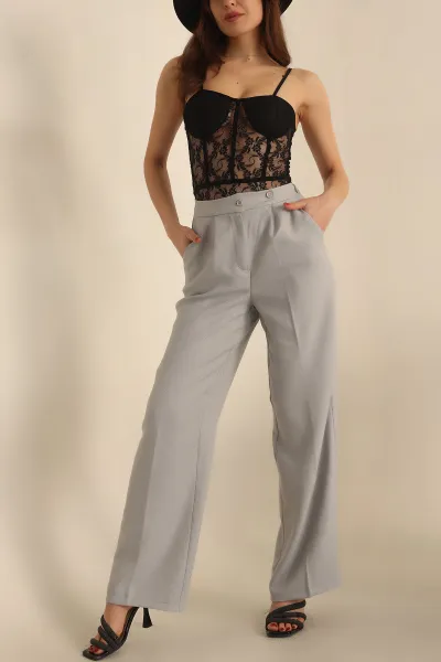 Füme Palazzo Yün Efekt Bayan Pantolon 234262