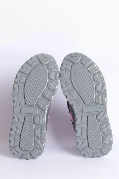 Füme Pembe (31-35 Filet) Yan  Şeritli Cırtlı Kalın Taban Kız Çocuk Spor Ayakkabı 309106