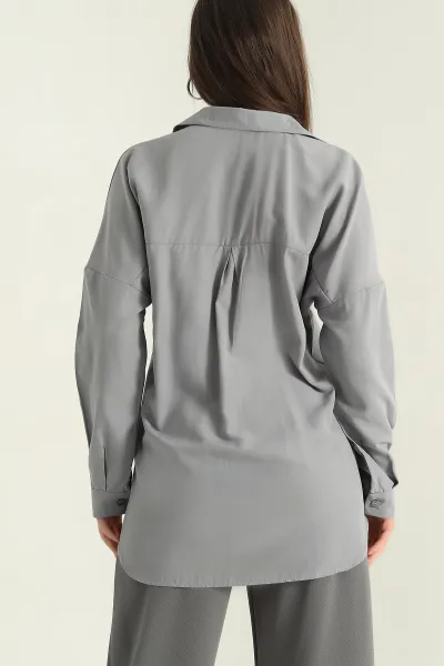 Füme Poplin Kumaş Kadın Gömlek Tunik 355805