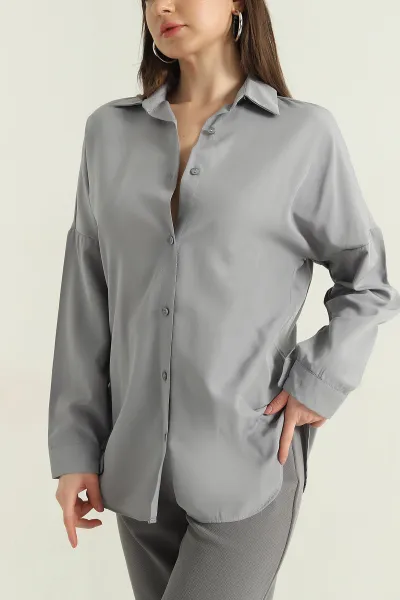 Füme Poplin Kumaş Kadın Gömlek Tunik 355805