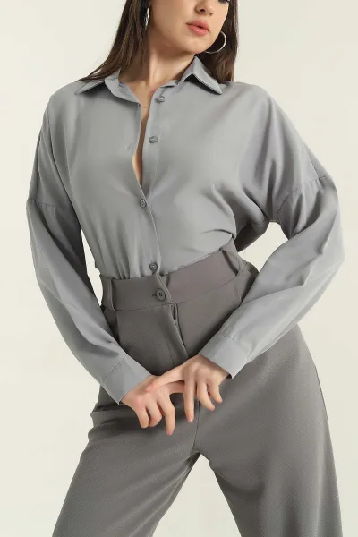 Füme Poplin Kumaş Kadın Gömlek Tunik 355805