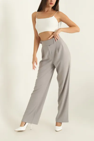 Füme Raşel Kumaş Cırt Kemerli Pantolon 288673