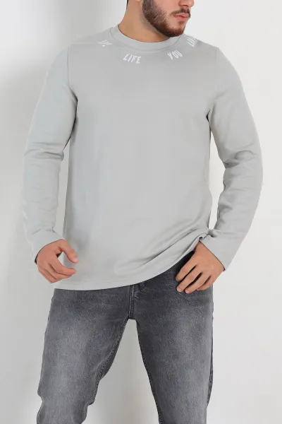 Füme Regular Fit Baskı Detaylı Erkek Sweatshirt 305845