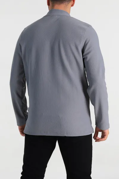 Füme Regular Fit Dik Yaka Kabartma Yazılı Erkek Sweatshirt 305768