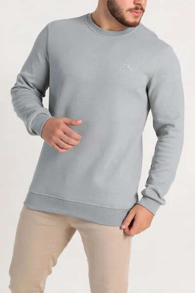 Füme Regular Fit İnterlok Kumaş Pike Doku Basic Erkek Sweatshirt 305433