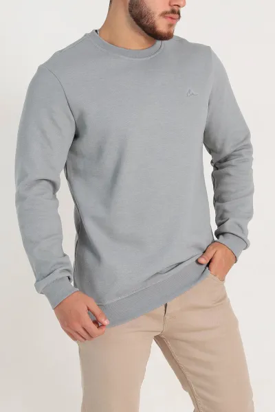 Füme Regular Fit İnterlok Kumaş Pike Doku Basic Erkek Sweatshirt 305433