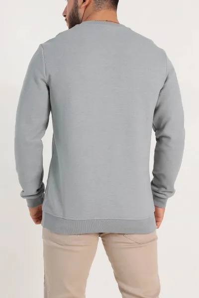 Füme Regular Fit İnterlok Kumaş Pike Doku Basic Erkek Sweatshirt 305433