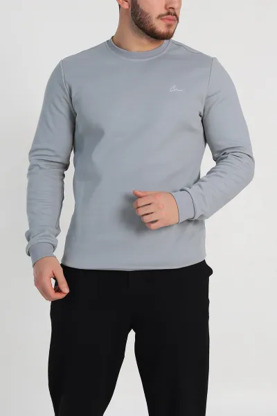 Füme Regular Fit İnterlok Kumaş Pike Doku Basic Erkek Sweatshirt 305433