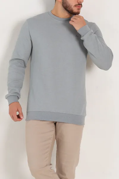 Füme Regular Fit İnterlok Kumaş Pike Doku Basic Erkek Sweatshirt 305433