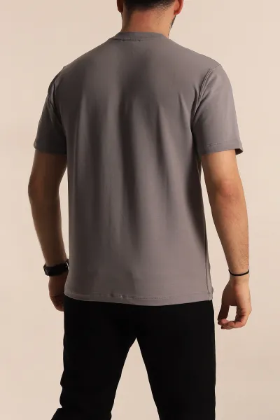 Füme Regular Fit Plastik Baskı Detaylı Erkek Tişört 268115