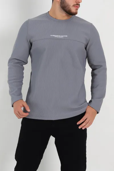 Füme Regular Fit Yazı Detay Erkek Sweatshirt 305884