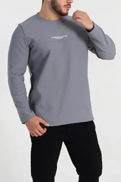 Füme Regular Fit Yazı Detay Erkek Sweatshirt 305884