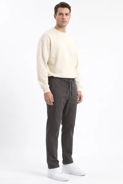 Füme Regular Fit Yeni Sezon Belden Bağlamalı Erkek Pantolon 498406