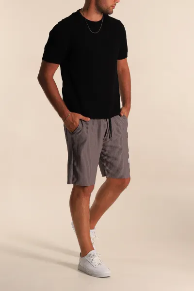 Füme Relaxed Fit Belden Bağlamalı Fitilli Erkek Şort 281644