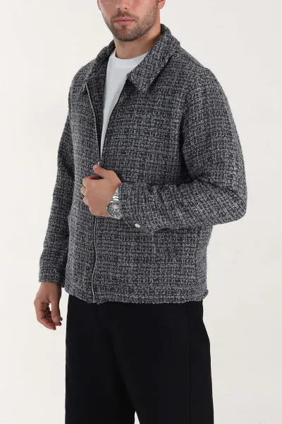 Füme Relaxed Fit Bürümcük Dokulu Kırçıllı Erkek Ceket 400629