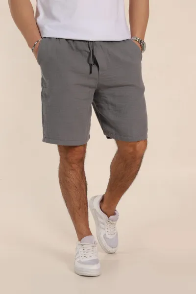 Füme Relaxed Fit Kalın Müslin Keten Erkek Şort 354067
