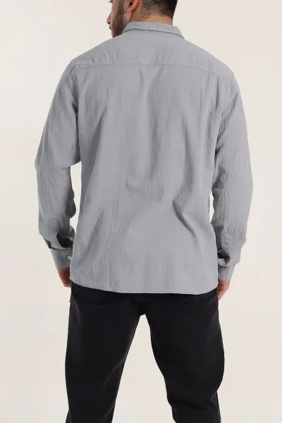 Füme Relaxed Fit Keten Ata Yaka Erkek Gömlek 339167