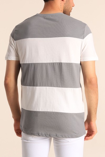 Füme Relaxed Fit NY Baskılı Çift Renk Tişört 182271