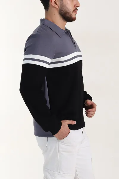 Füme Relaxed Fit Oysho Kumaş Fermuarlı Polo Yaka Sweatshirt 399551