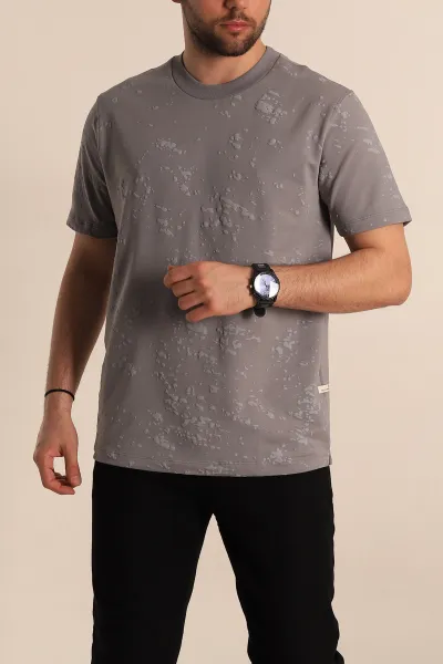 Füme Relaxed Fit Sprey Baskılı Erkek Tişört 268120