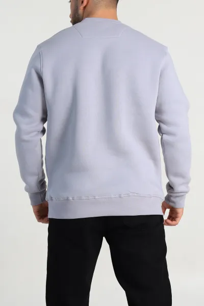 Füme Relaxed Fit Üç İp Şardonlu Kabartma Yazı Detay Erkek Sweatshirt 310411
