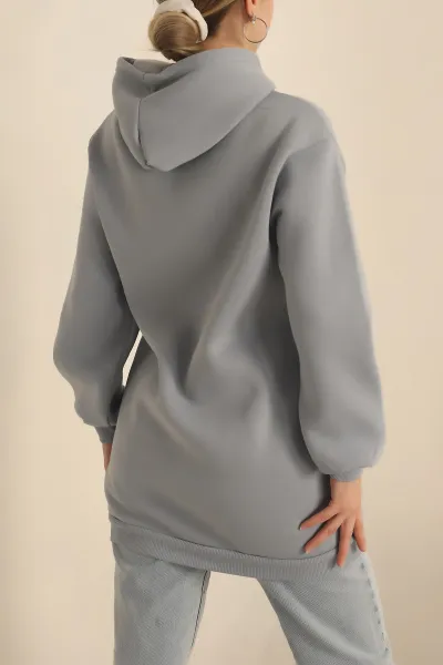 Füme Şardonlu Baskılı Sweat Tunik 229921