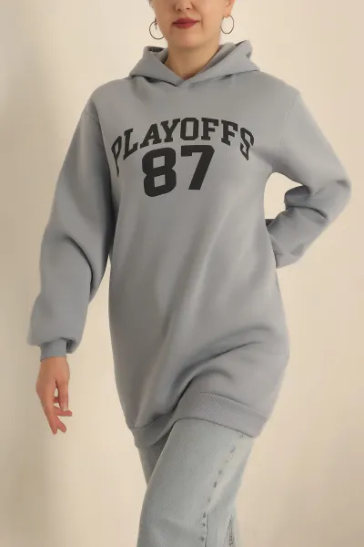 Füme Şardonlu Baskılı Sweat Tunik 229921