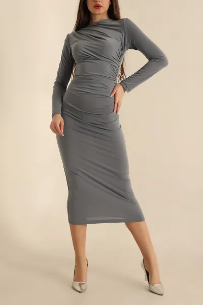 Füme Sendy Kumaş Büzgülü Elbise 227353