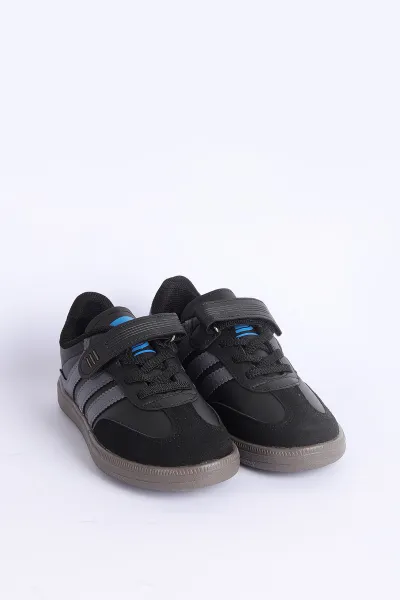 Füme Siyah (31-35 Filet ) Yan Şeritli Ön Kısım Süet Cırtlı Çocuk Spor Ayakkabı 309179