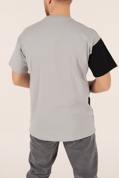 Füme Siyah Oversize Nakışlı  Erkek Tişört 169659