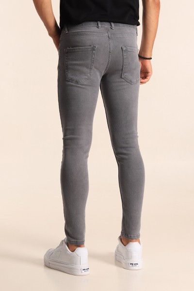 Füme Skinny Fit Likralı Taşlama Detaylı Erkek Kot Pantolon 194712