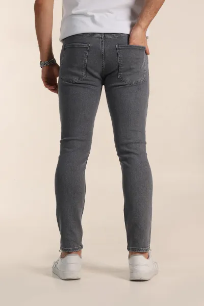 Füme Skinny Fit Yıkamalı Taşlama Detaylı Erkek Kot Pantolon 354417