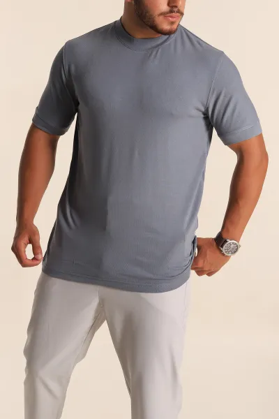 Füme Slim Fit Basic Likralı Erkek Tişört 268493
