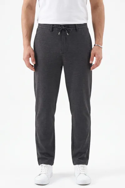 Füme Slim Fit Belden Bağlamalı Erkek Pantolon 493150