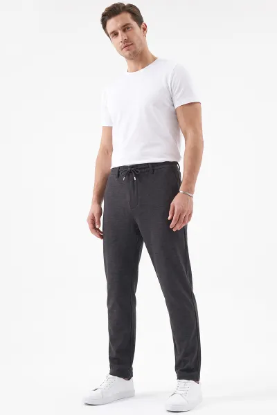 Füme Slim Fit Belden Bağlamalı Erkek Pantolon 493150