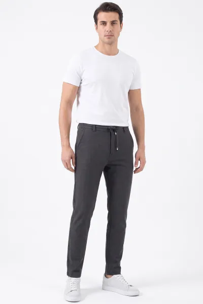 Füme Slim Fit Belden Bağlamalı Erkek Pantolon 493199