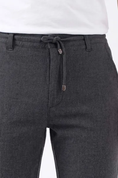Füme Slim Fit Belden Bağlamalı Erkek Pantolon 493199